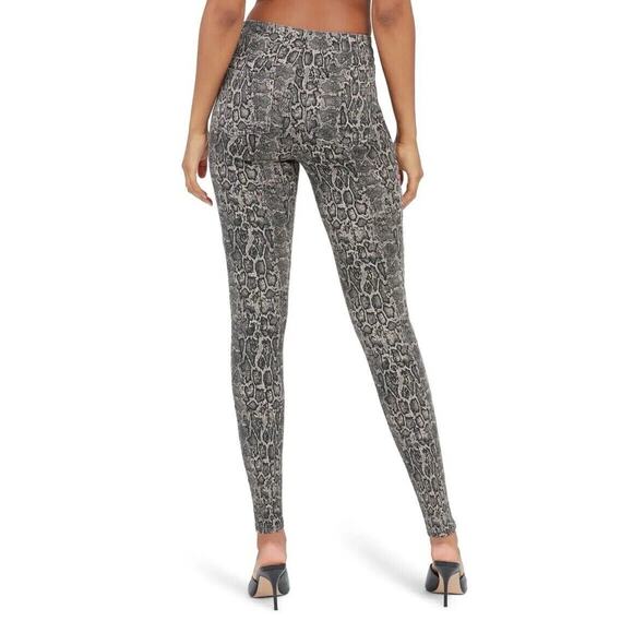 Spanx Jean-ish Ankle Leggings Taupe Snakeskin Women’s Medium Stretch Athleisure - Picture 1 of 3